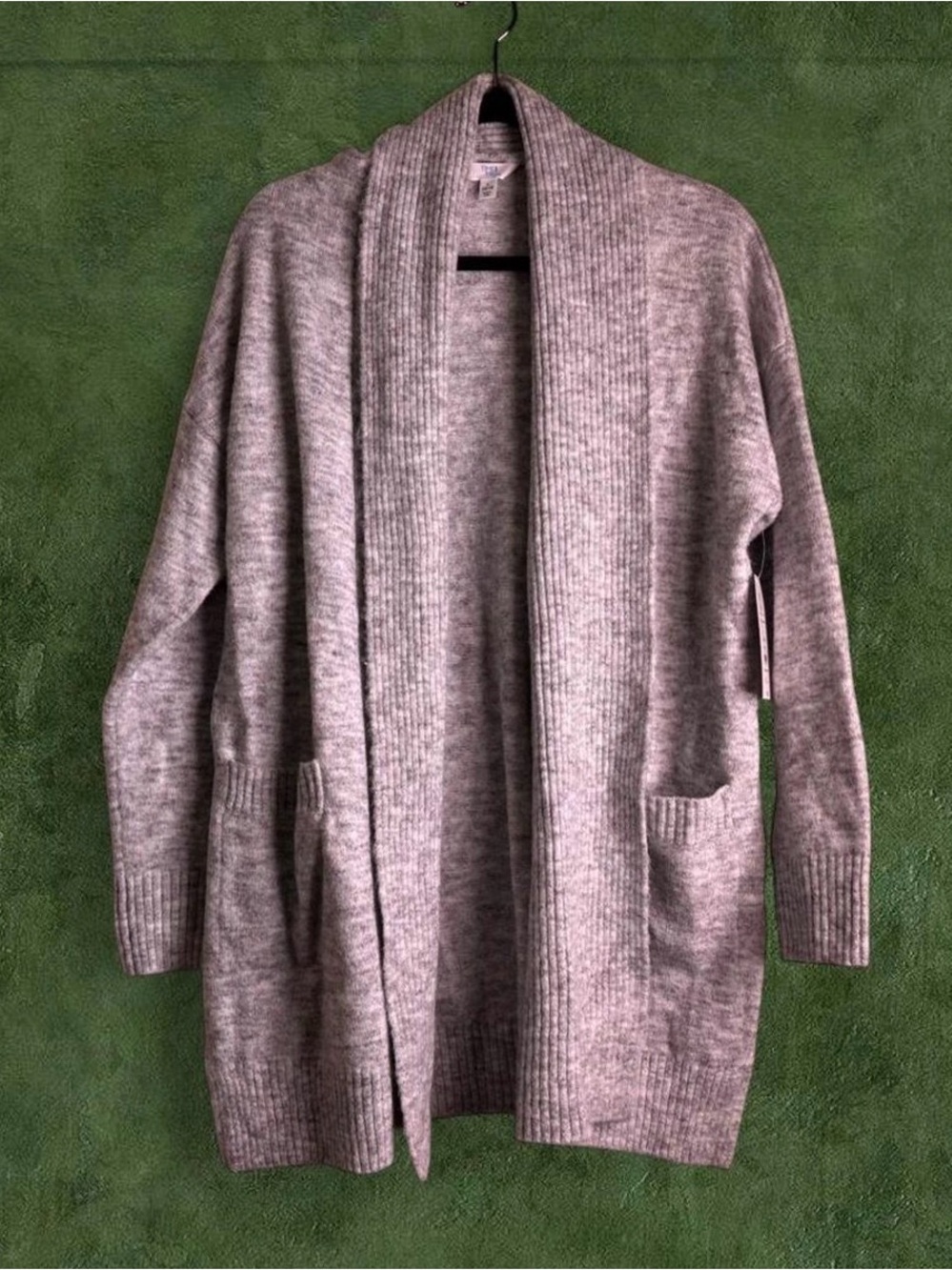 Time and Tru Light Gray Open-Front Cardigan